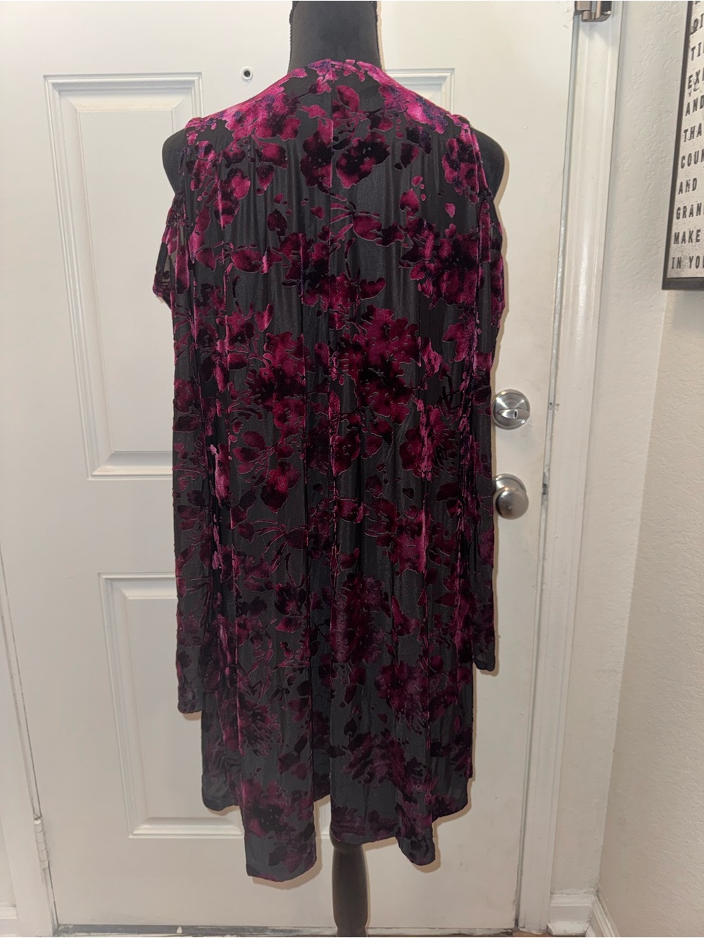 Cato Black Dress with Magenta Floral Burnout 0411 - Picture 5 of 6